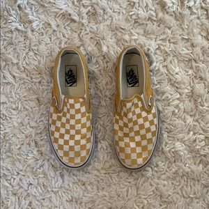 Yellow and white checkered Vans